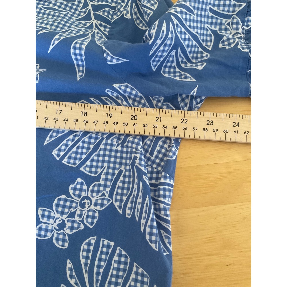 Christopher & Banks Blue White Floral Gingham Tie Front Bell Sleeve Top XL - Picture 6 of 8